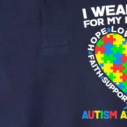 I Wear Blue For My Daughter Autism Awareness Heart Puzzle Softstyle Adult Sport Polo