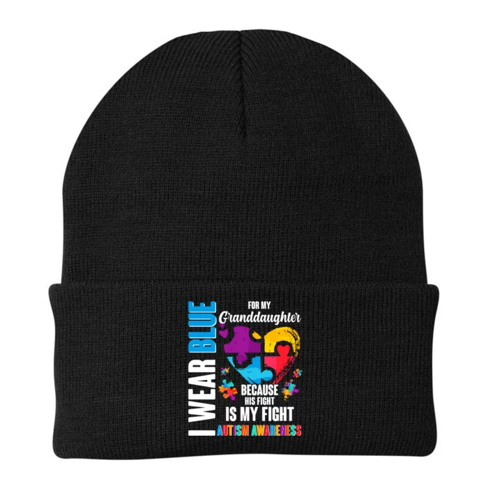 I Wear Blue For My Granddaughter Her Fight is My Fight  Autism Knit Cap Winter Beanie