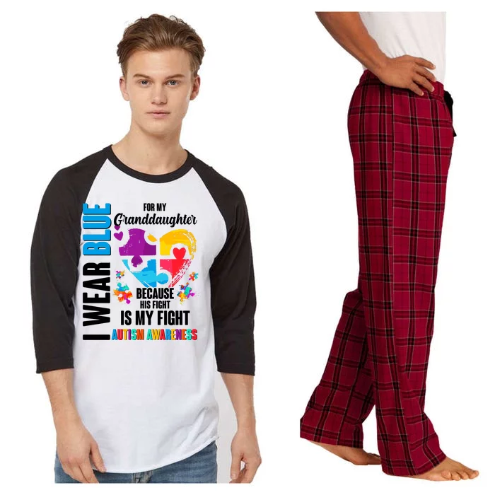 I Wear Blue For My Granddaughter Her Fight is My Fight  Autism Raglan Sleeve Pajama Set