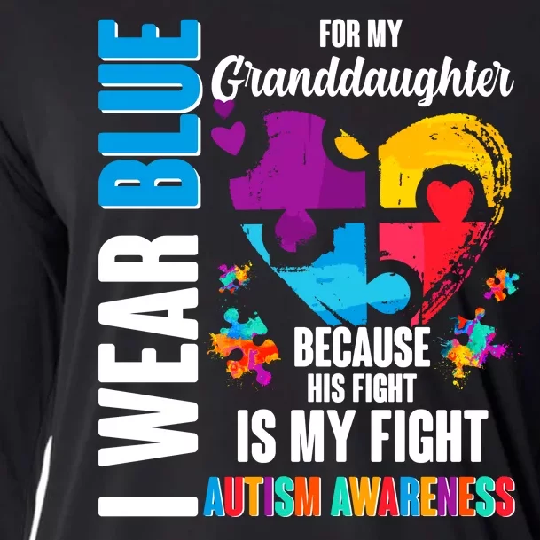 I Wear Blue For My Granddaughter Her Fight is My Fight  Autism Cooling Performance Long Sleeve Crew