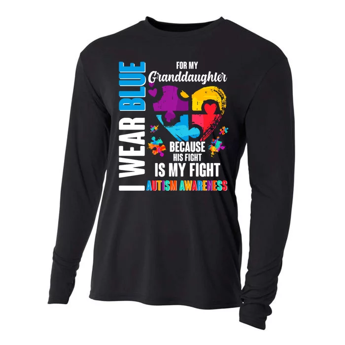 I Wear Blue For My Granddaughter Her Fight is My Fight  Autism Cooling Performance Long Sleeve Crew