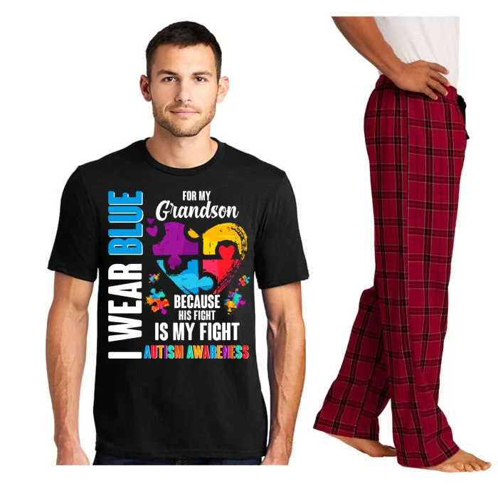 I Wear Blue For My Grandson His Fight is My Fight Autism Pajama Set