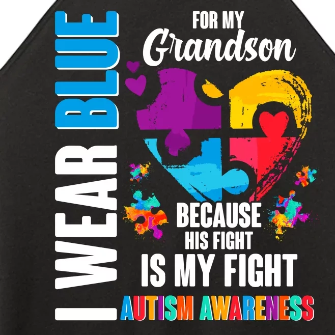 I Wear Blue For My Grandson His Fight is My Fight Autism Women’s Perfect Tri Rocker Tank