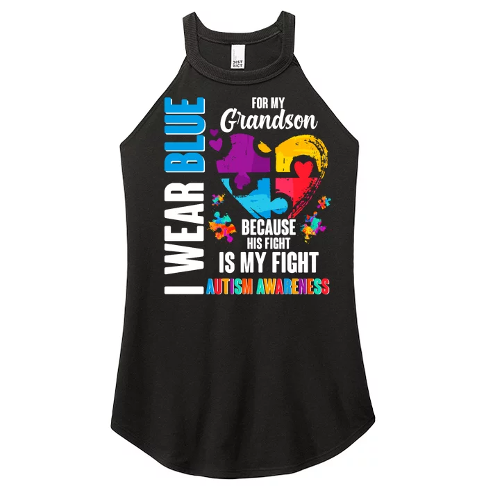 I Wear Blue For My Grandson His Fight is My Fight Autism Women’s Perfect Tri Rocker Tank