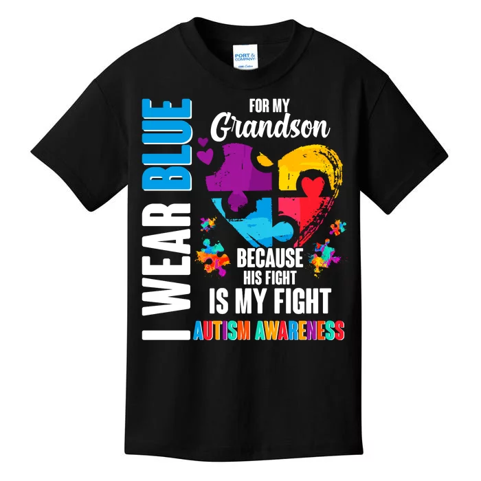 I Wear Blue For My Grandson His Fight is My Fight Autism Kids T-Shirt