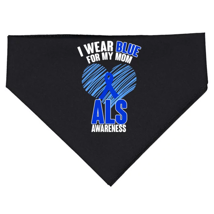 I Wear Blue For My Mom ALS Awareness USA-Made Doggie Bandana