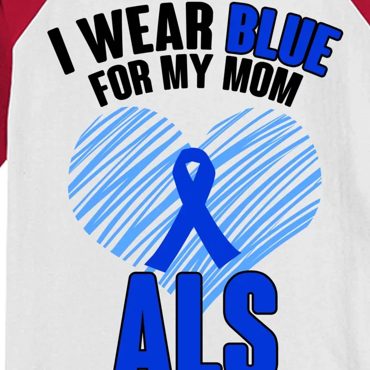 I Wear Blue For My Mom ALS Awareness Kids Colorblock Raglan Jersey