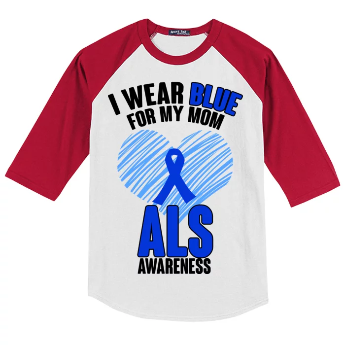 I Wear Blue For My Mom ALS Awareness Kids Colorblock Raglan Jersey