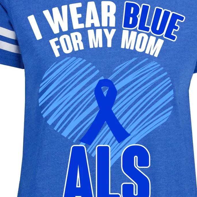 I Wear Blue For My Mom ALS Awareness Enza Ladies Jersey Football T-Shirt