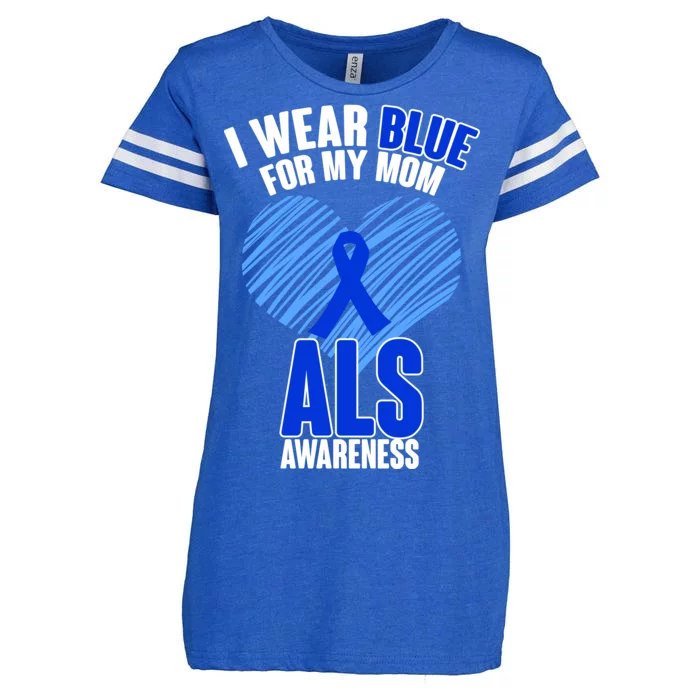 I Wear Blue For My Mom ALS Awareness Enza Ladies Jersey Football T-Shirt