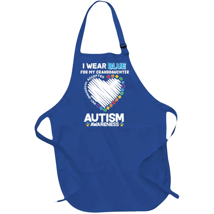 I Wear Blue For My Personalize Custom Text Autism Full-Length Apron With Pocket