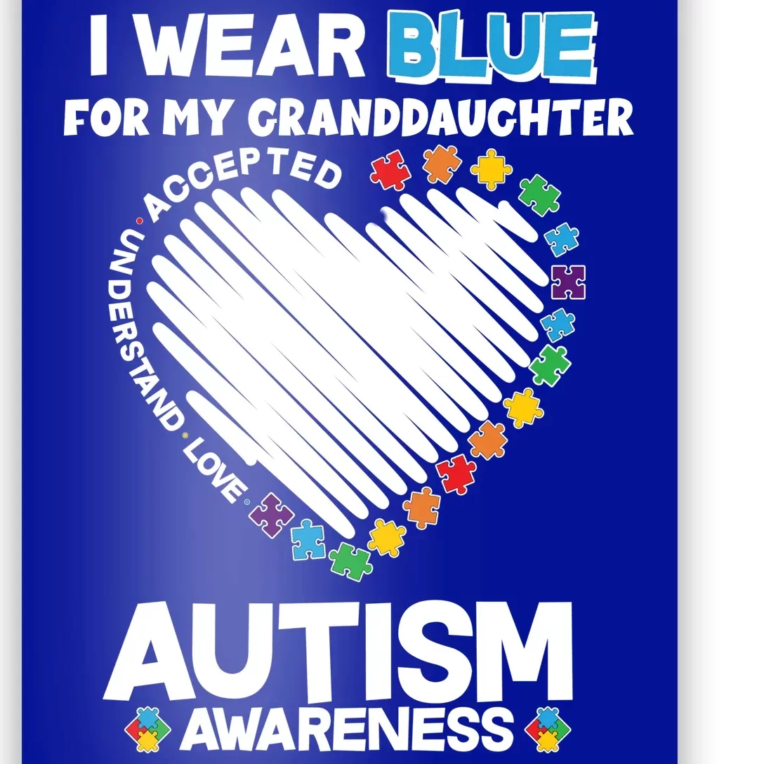 I Wear Blue For My Personalize Custom Text Autism Poster