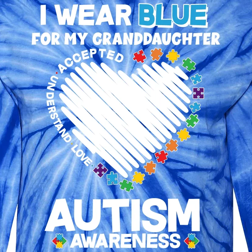 I Wear Blue For My Personalize Custom Text Autism Tie-Dye Long Sleeve Shirt