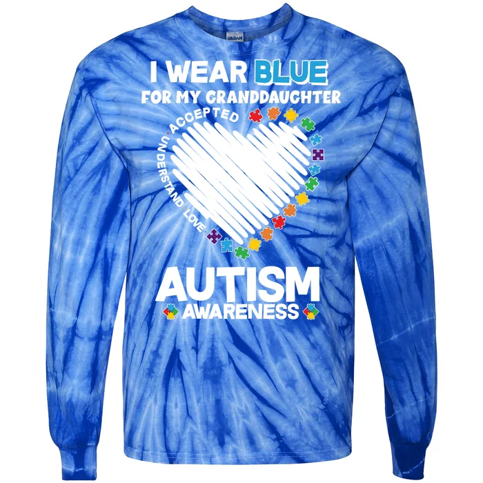 I Wear Blue For My Personalize Custom Text Autism Tie-Dye Long Sleeve Shirt