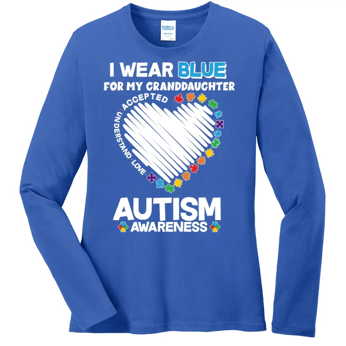 I Wear Blue For My Personalize Custom Text Autism Ladies Long Sleeve Shirt