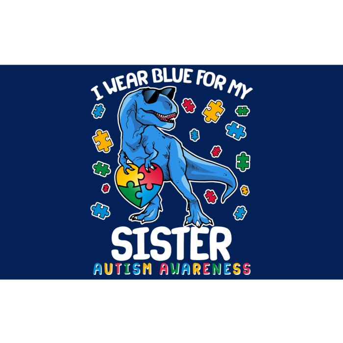 I Wear Blue For My Sister  Autism Awareness T-Rex Dinosaur Bumper Sticker