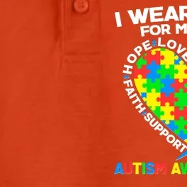 I Wear Blue For My Son Autism Awareness Heart Puzzle Dry Zone Grid Performance Polo