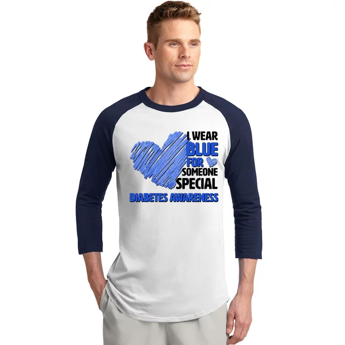 I Wear Blue For Someone Special Diabetes Awareness Baseball Sleeve Shirt