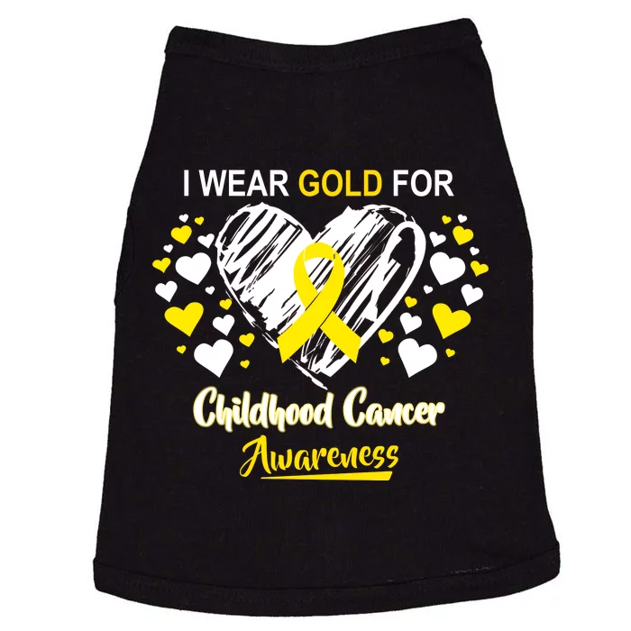 I Wear Gold For Childhood Cancer Awareness Doggie Tank