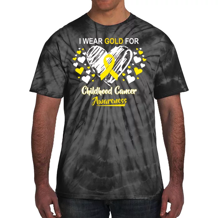 I Wear Gold For Childhood Cancer Awareness Tie-Dye T-Shirt