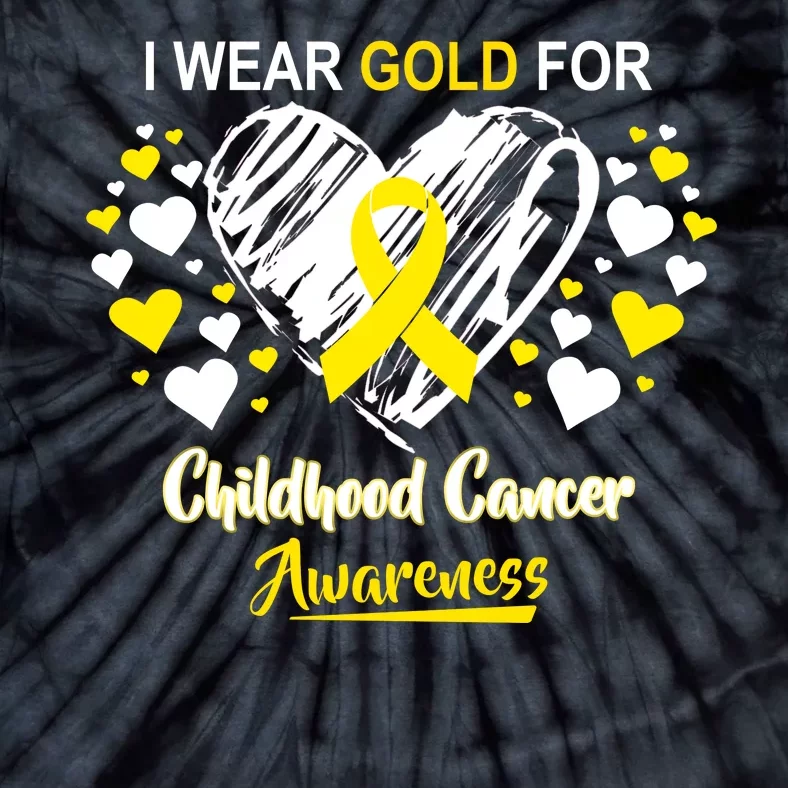 I Wear Gold For Childhood Cancer Awareness Tie-Dye T-Shirt