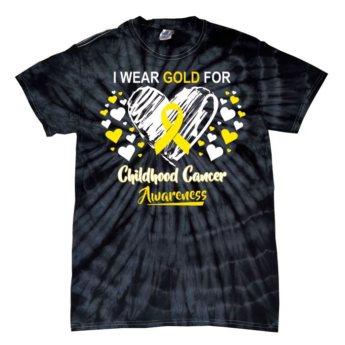 I Wear Gold For Childhood Cancer Awareness Tie-Dye T-Shirt