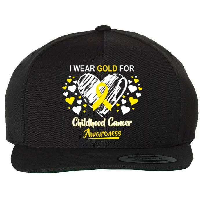 I Wear Gold For Childhood Cancer Awareness Wool Snapback Cap