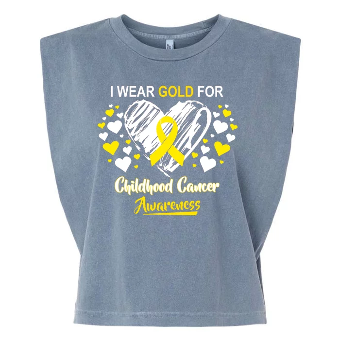 I Wear Gold For Childhood Cancer Awareness Garment-Dyed Women's Muscle Tee