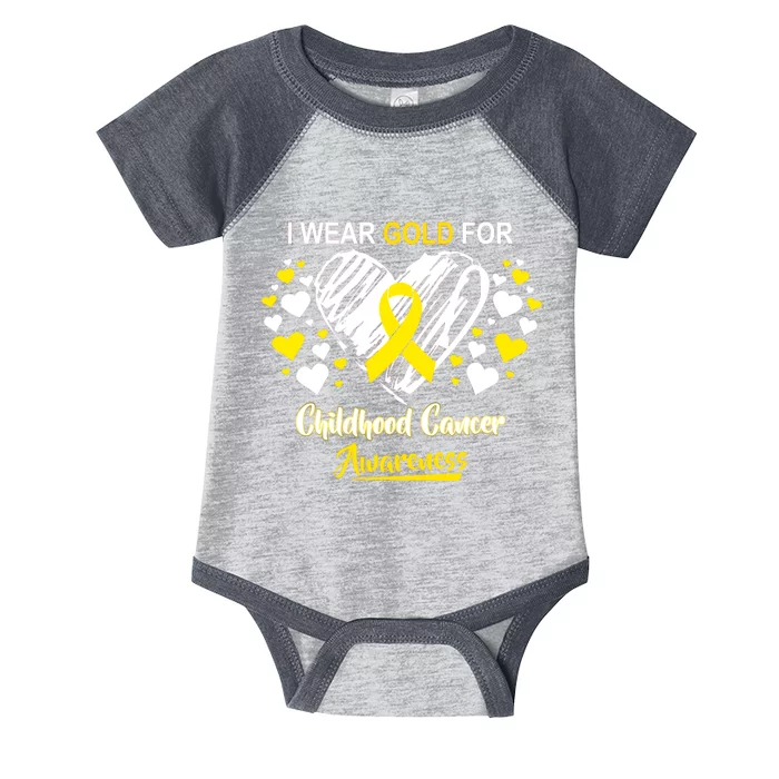 I Wear Gold For Childhood Cancer Awareness Infant Baby Jersey Bodysuit