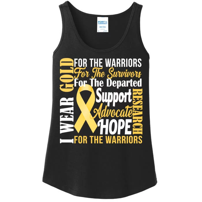 I Wear Gold For Childhood Cancer Awareness 1 Ladies Essential Tank