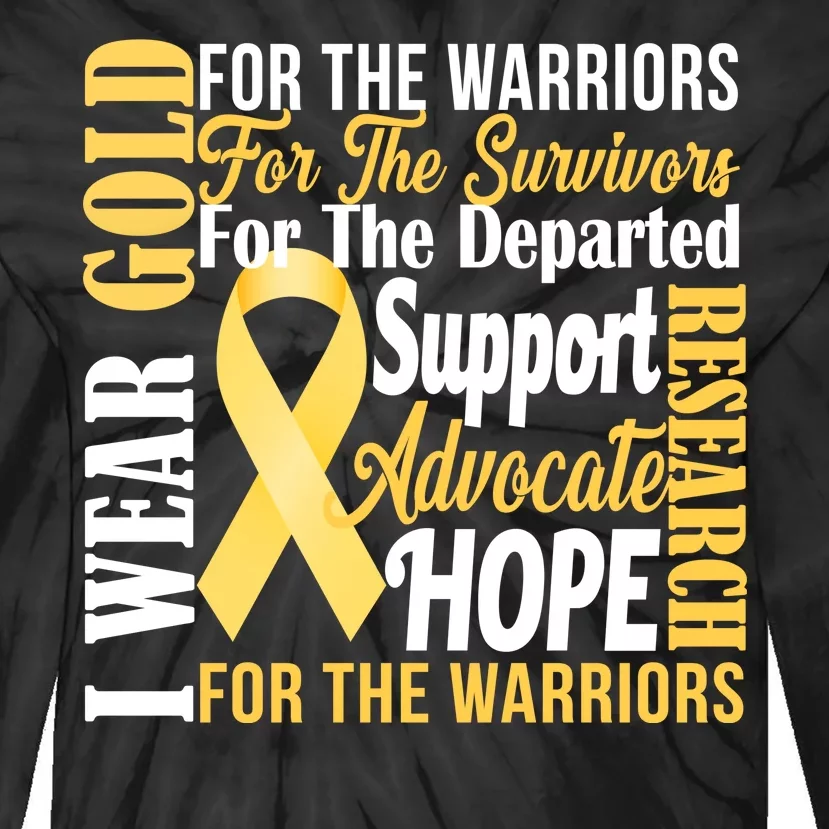 I Wear Gold For Childhood Cancer Awareness 1 Tie-Dye Long Sleeve Shirt