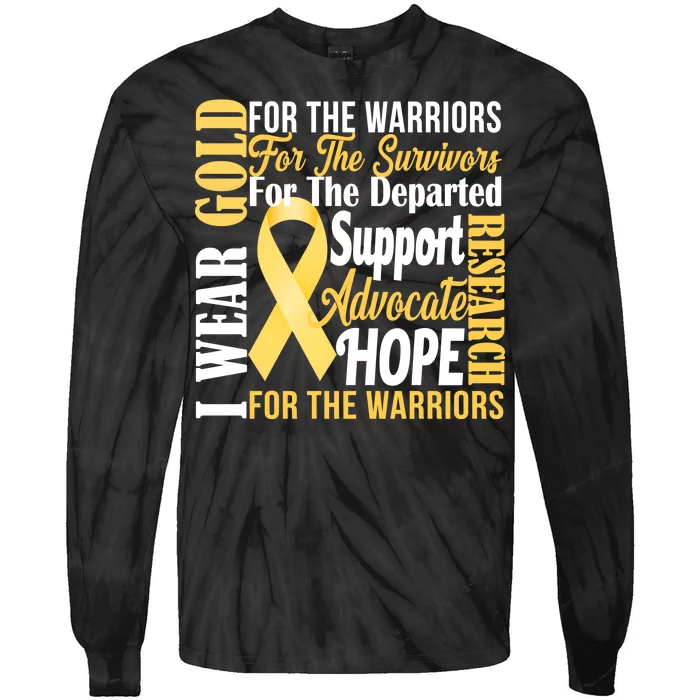 I Wear Gold For Childhood Cancer Awareness 1 Tie-Dye Long Sleeve Shirt