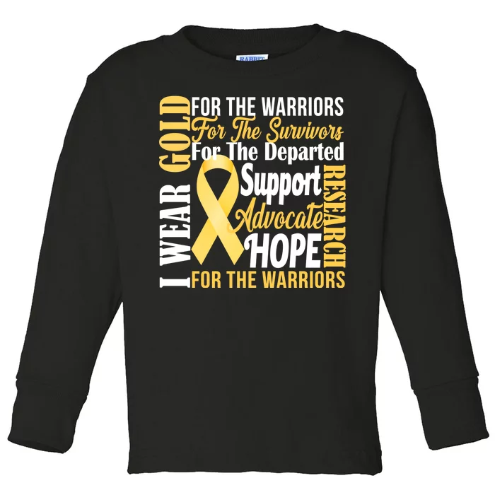 I Wear Gold For Childhood Cancer Awareness 1 Toddler Long Sleeve Shirt