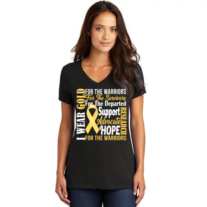 I Wear Gold For Childhood Cancer Awareness 1 Women's V-Neck T-Shirt