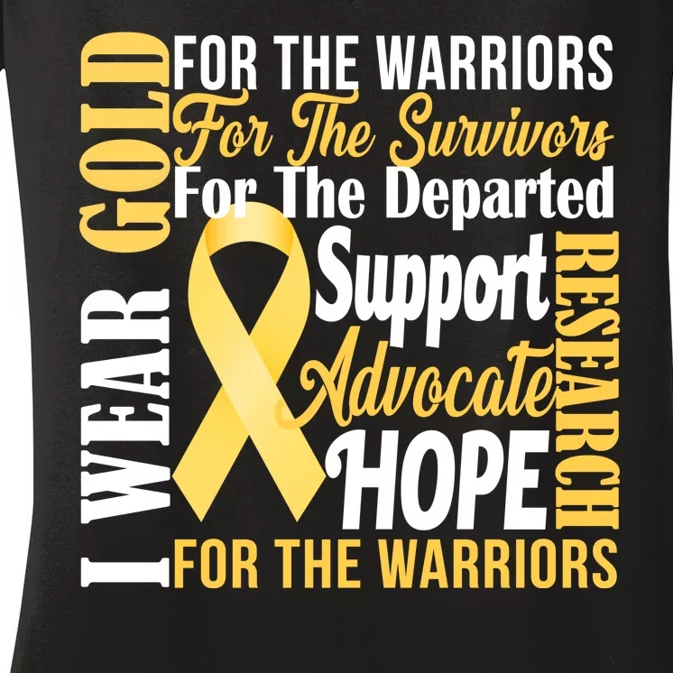 I Wear Gold For Childhood Cancer Awareness 1 Women's V-Neck T-Shirt