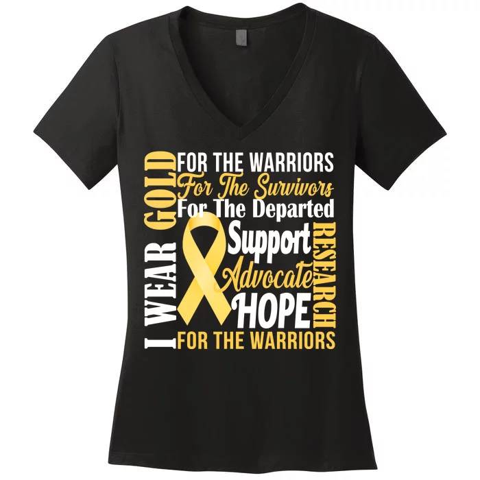 I Wear Gold For Childhood Cancer Awareness 1 Women's V-Neck T-Shirt