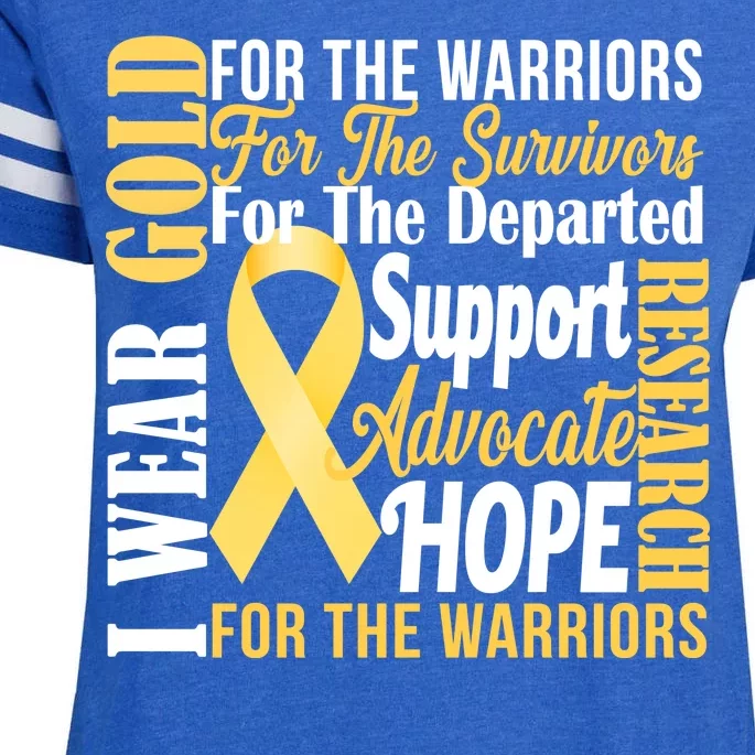 I Wear Gold For Childhood Cancer Awareness 1 Enza Ladies Jersey Football T-Shirt