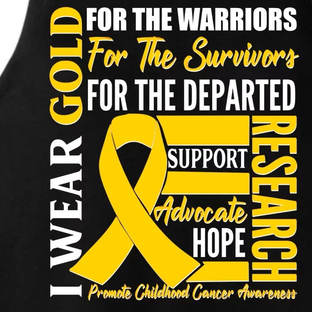 I Wear Gold Promote Childhood Cancer Awareness Ladies Tri-Blend Wicking Tank