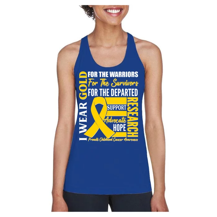 I Wear Gold Promote Childhood Cancer Awareness Women's Racerback Tank