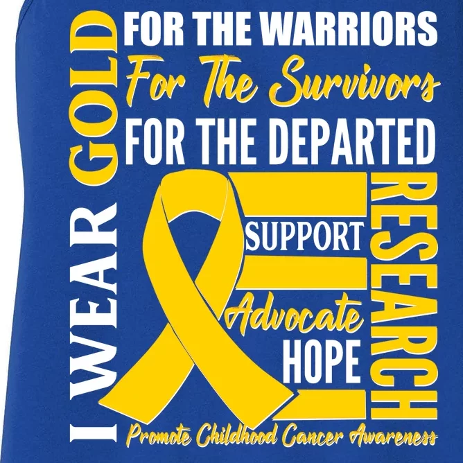 I Wear Gold Promote Childhood Cancer Awareness Women's Racerback Tank