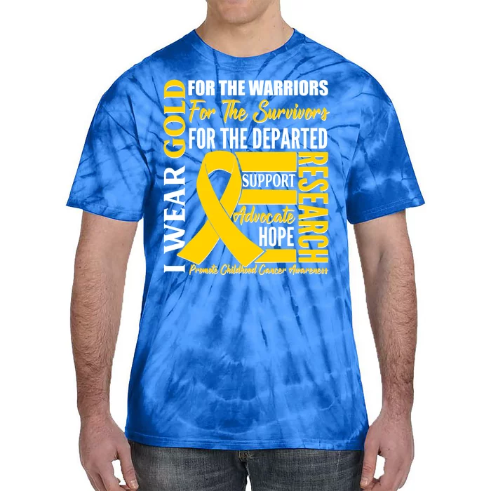 I Wear Gold Promote Childhood Cancer Awareness Tie-Dye T-Shirt