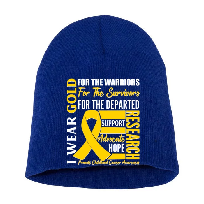 I Wear Gold Promote Childhood Cancer Awareness Short Acrylic Beanie