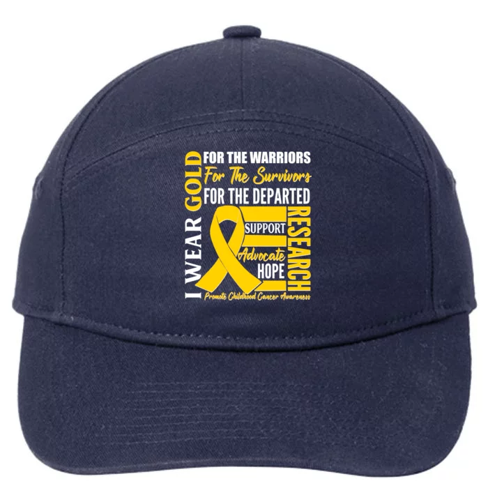 I Wear Gold Promote Childhood Cancer Awareness 7-Panel Snapback Hat