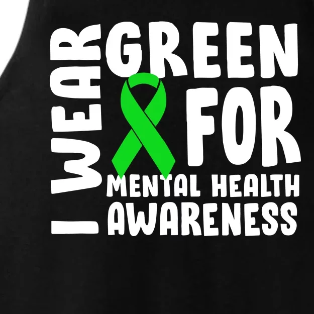 I Wear Green For Mental Health Awareness Ladies Tri-Blend Wicking Tank