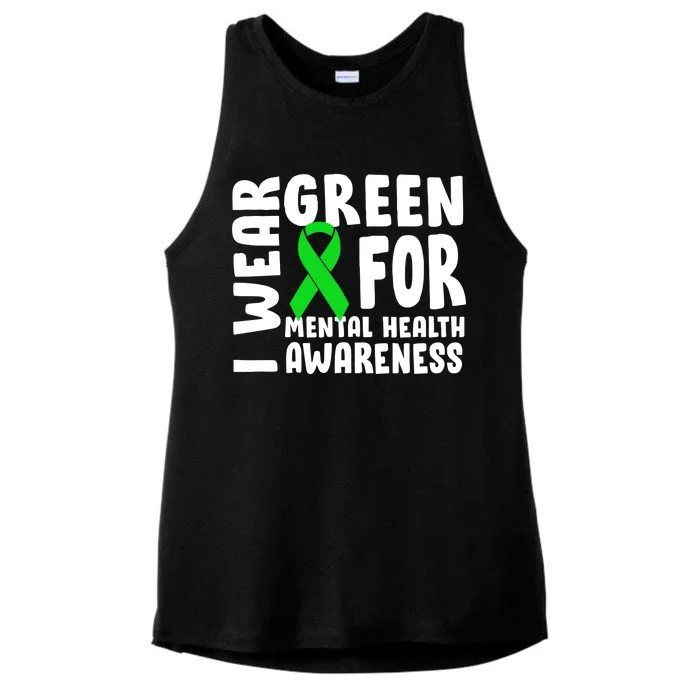 I Wear Green For Mental Health Awareness Ladies Tri-Blend Wicking Tank