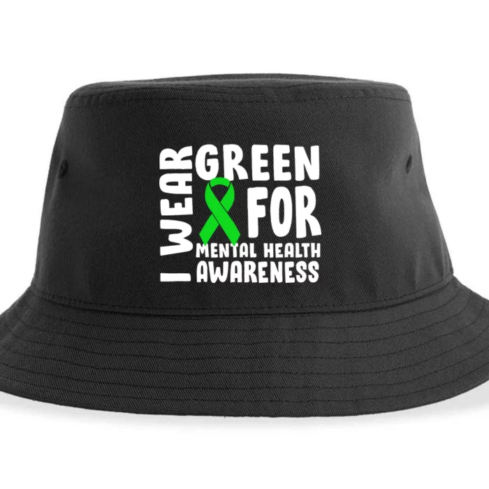 I Wear Green For Mental Health Awareness Sustainable Bucket Hat