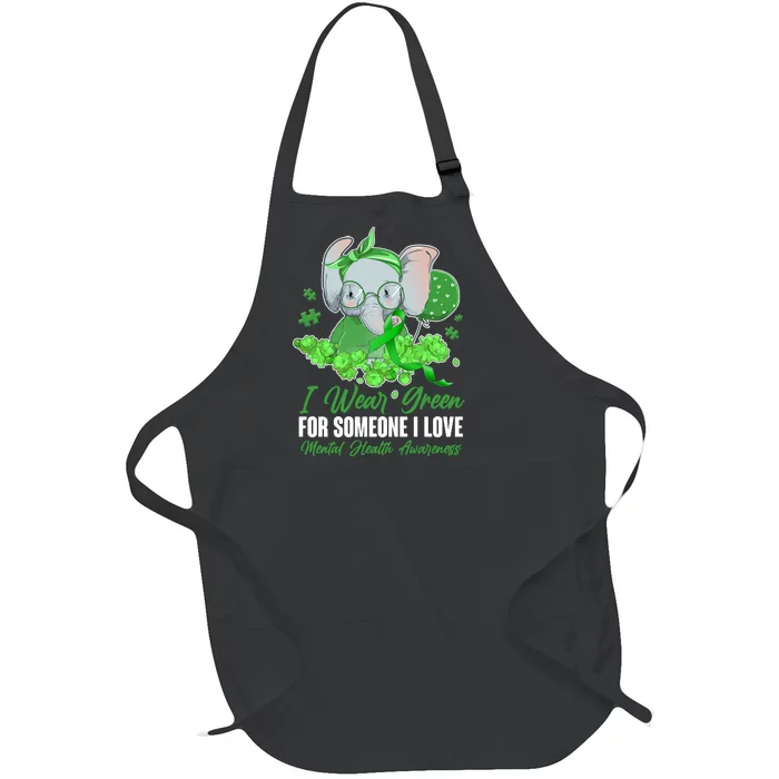 I Wear Green For Someone I Love Mental Health Awareness Full-Length Apron With Pocket