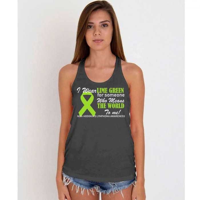 I Wear Lime Green Non-Hodgkin's Lymphoma Women's Knotted Racerback Tank