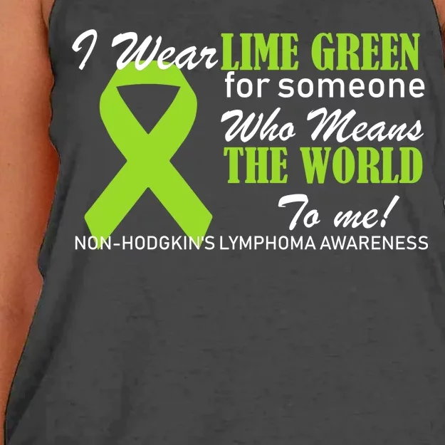 I Wear Lime Green Non-Hodgkin's Lymphoma Women's Knotted Racerback Tank