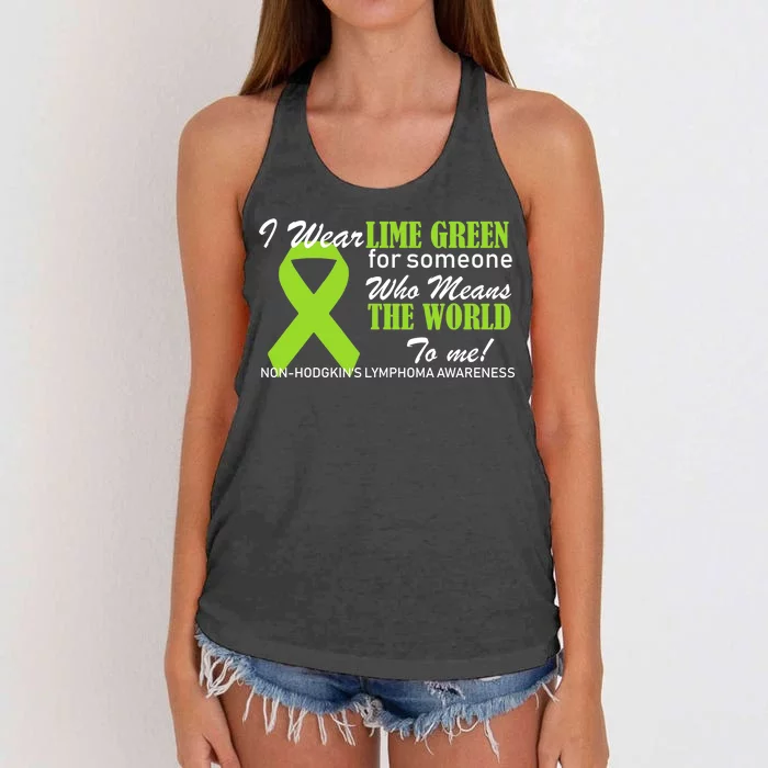 I Wear Lime Green Non-Hodgkin's Lymphoma Women's Knotted Racerback Tank